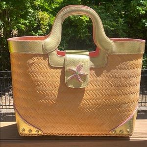 Lilly Pulitzer Straw & Leather Tote